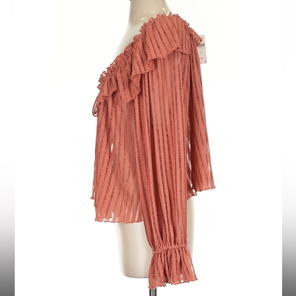 Anthropologie Rose Romantic Poet Ruffle Off The Shoulder Top Women’s Small - Picture 5 of 6
